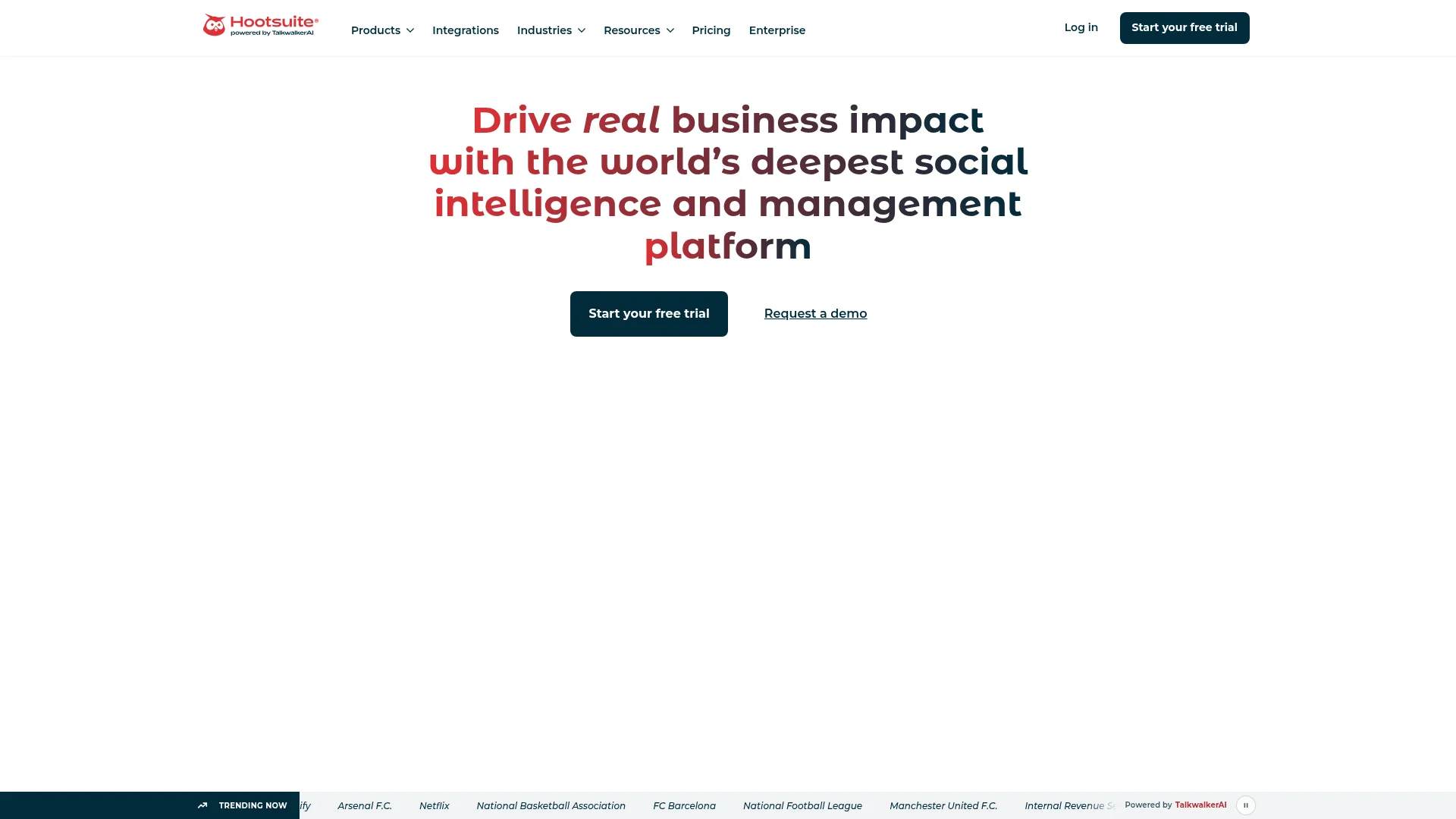 Hootsuite homepage