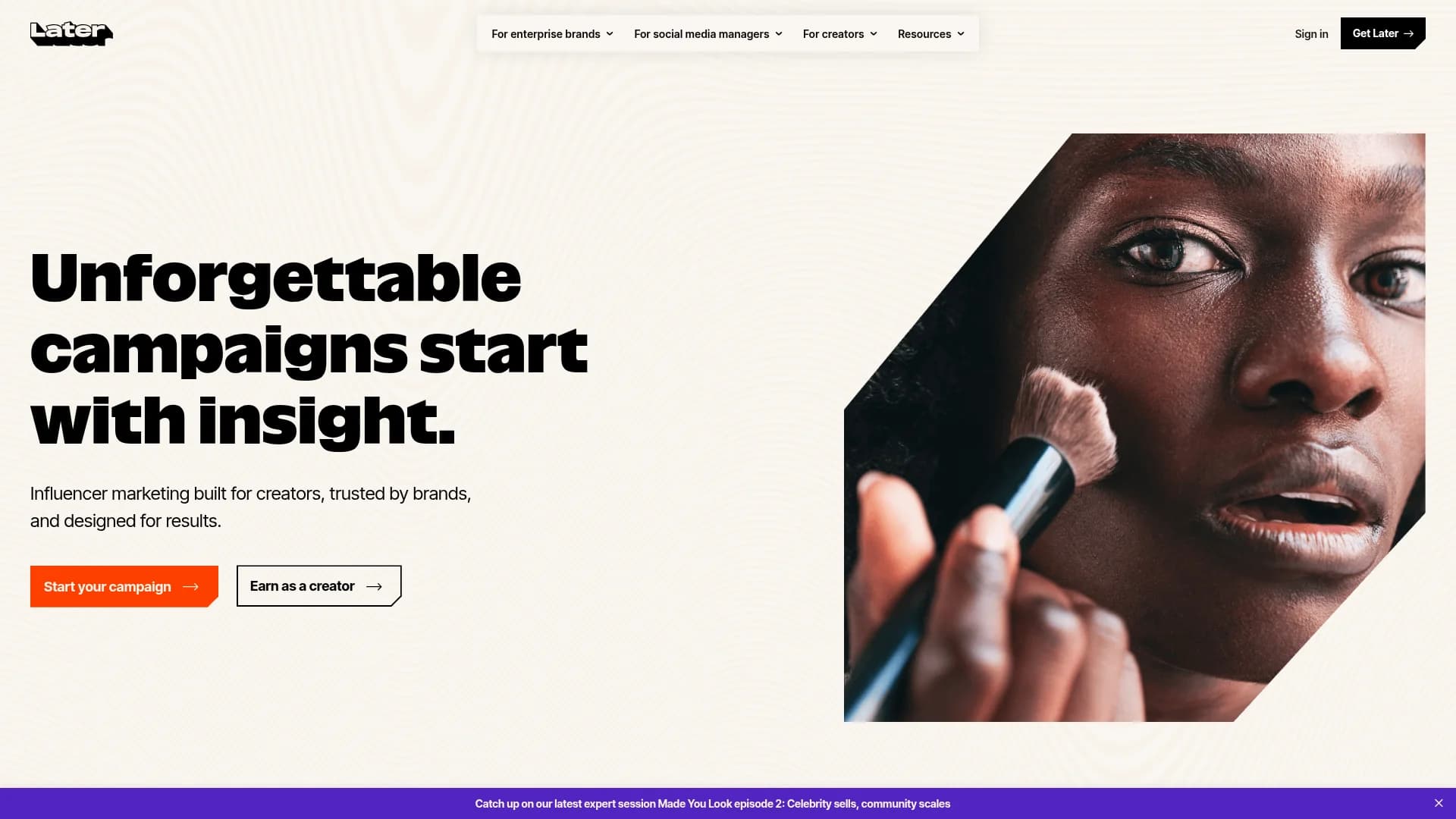 Later homepage