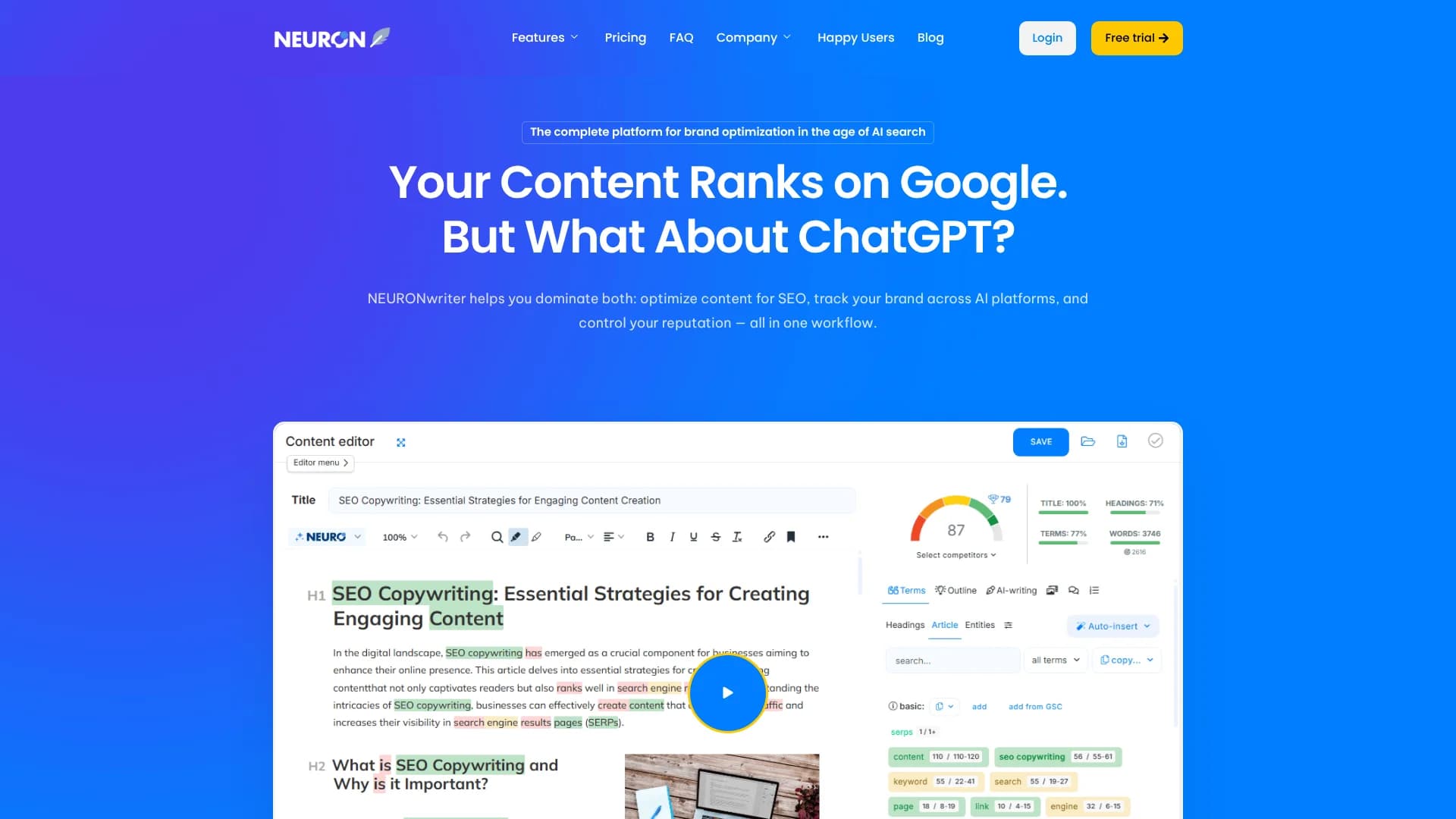 NeuronWriter homepage