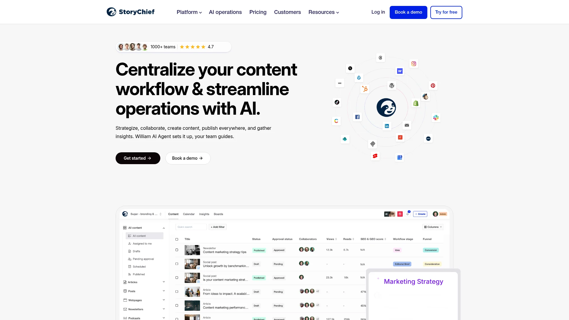 StoryChief homepage