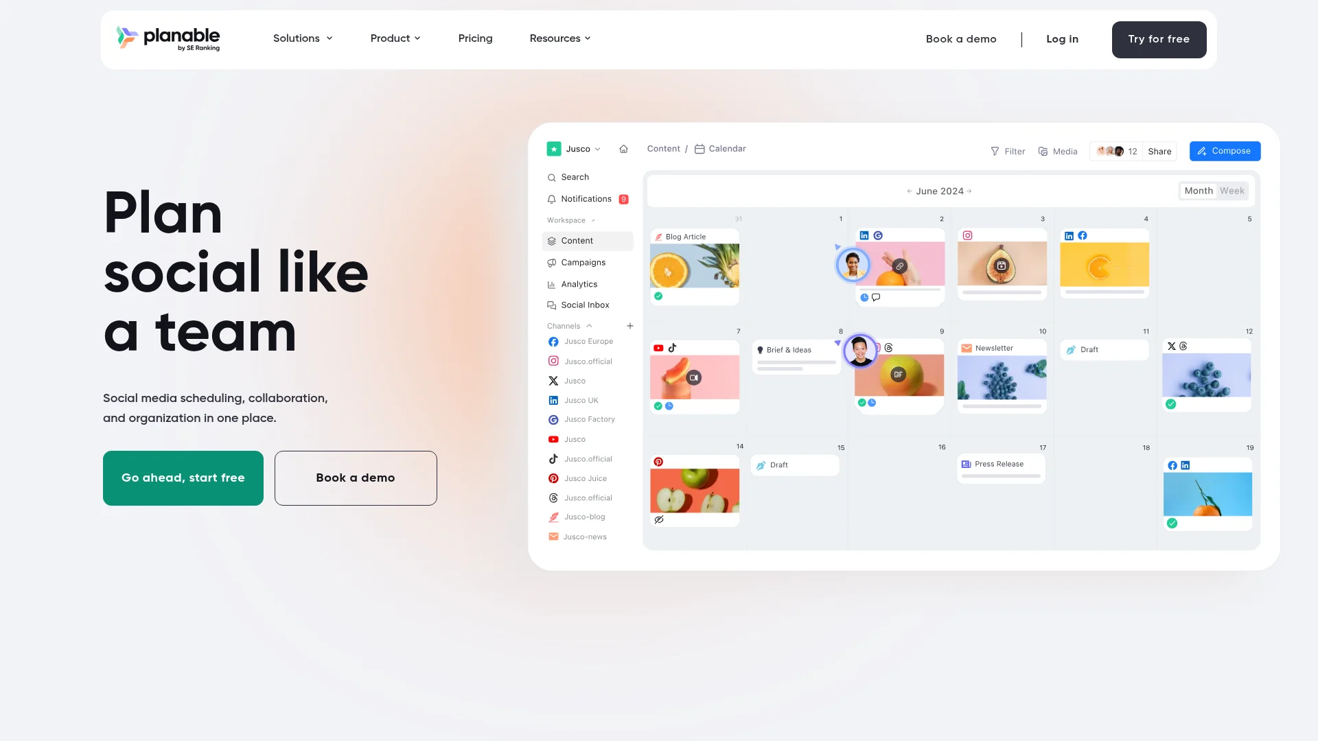 Planable homepage