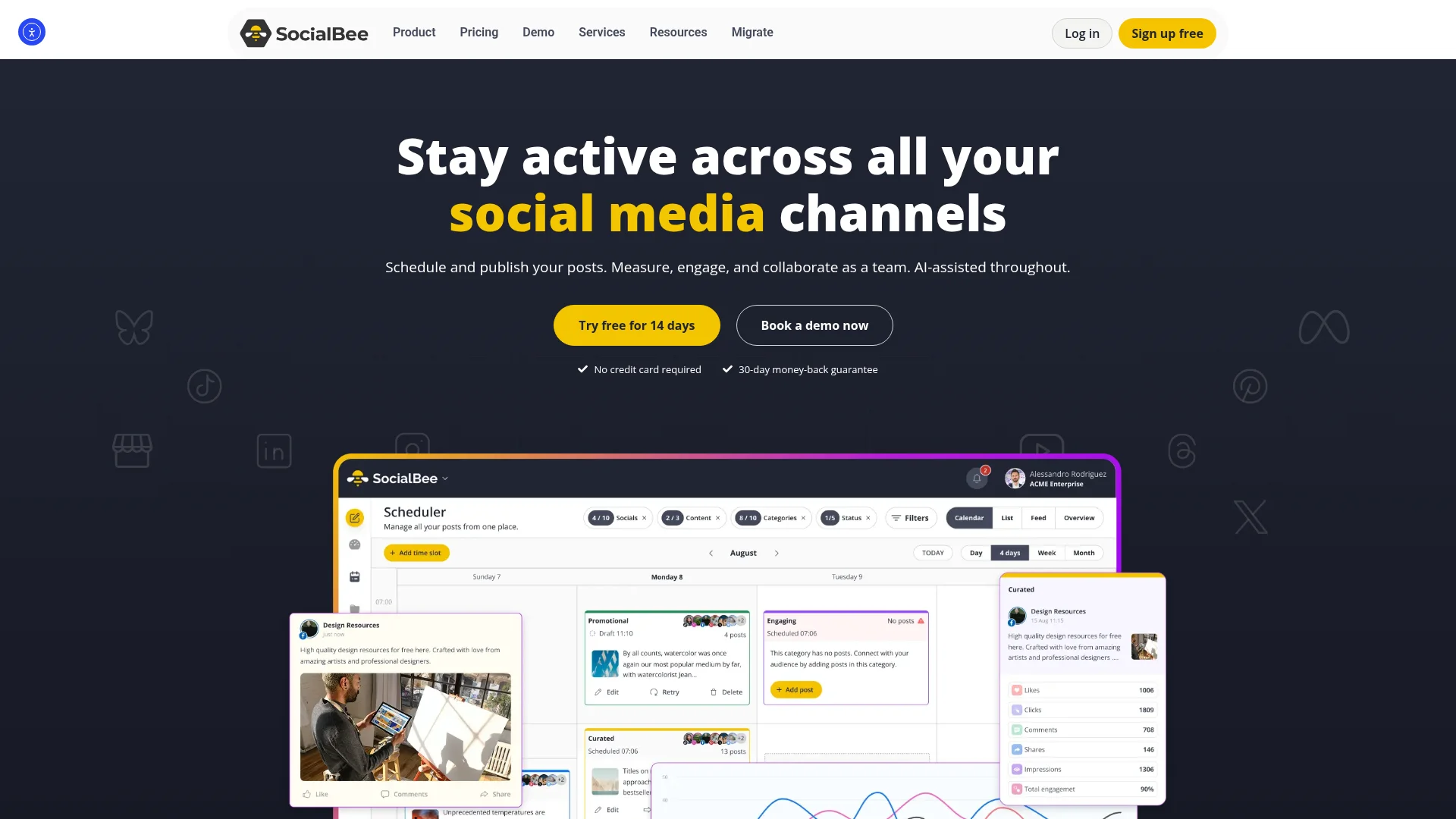 SocialBee homepage