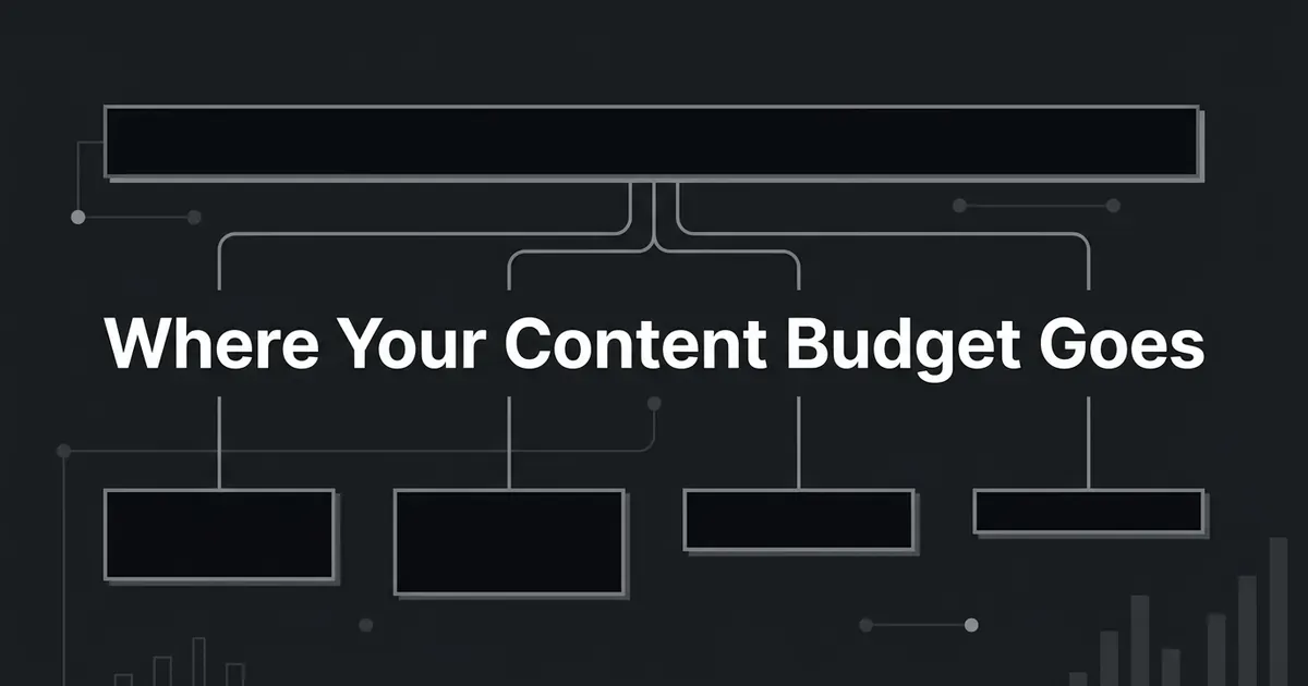 Dark monochrome cover with the line Where Your Content Budget Goes over a single wide bar that splits through connector lines into four blocks of different widths.