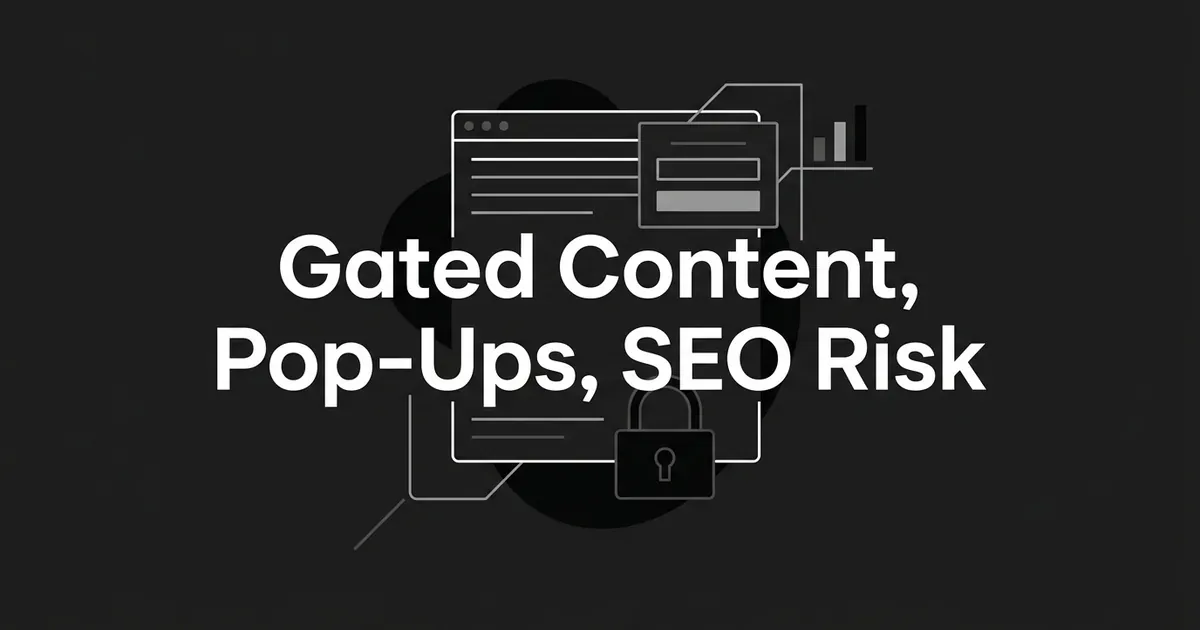A monochrome illustration of a web page with a form overlay, a chart fragment, and a padlock icon, representing gated content and pop-ups blocking access to a page.