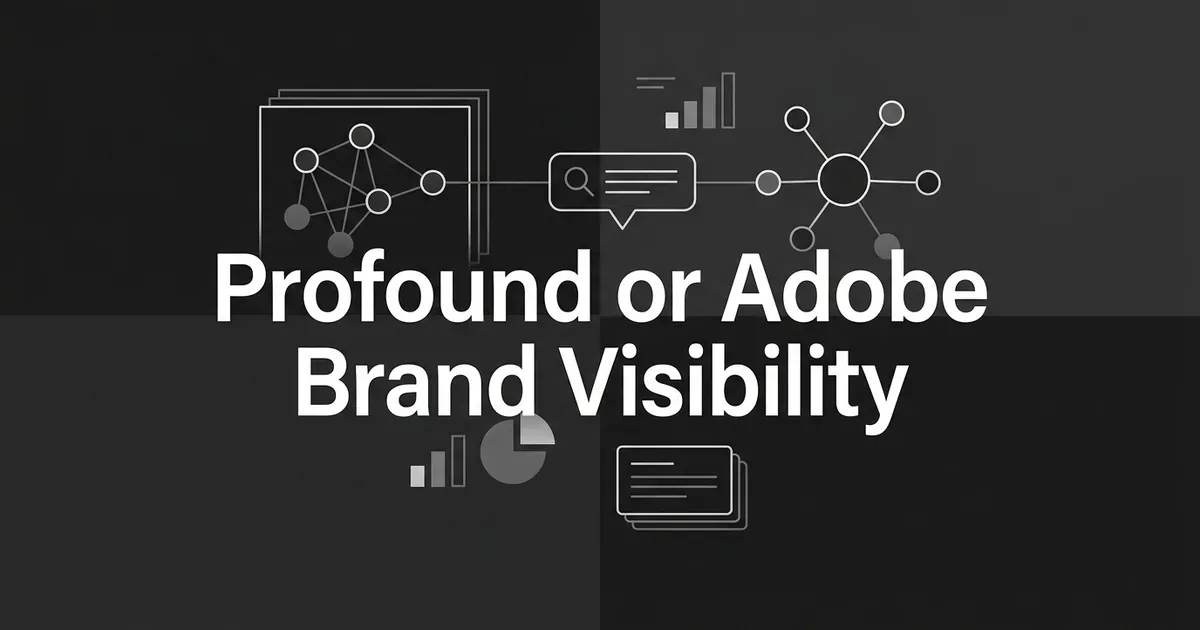 Monochrome cover reading Profound or Adobe Brand Visibility, with two node networks, one inside a framed stack and one open, linked through a central search bubble.