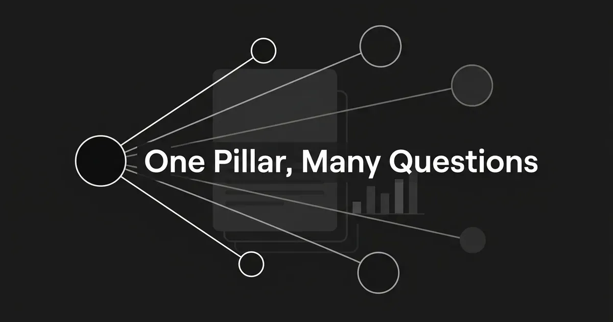 A monochrome cover showing one large node on the left fanning out along thin white lines to six smaller nodes, beneath the words One Pillar, Many Questions.